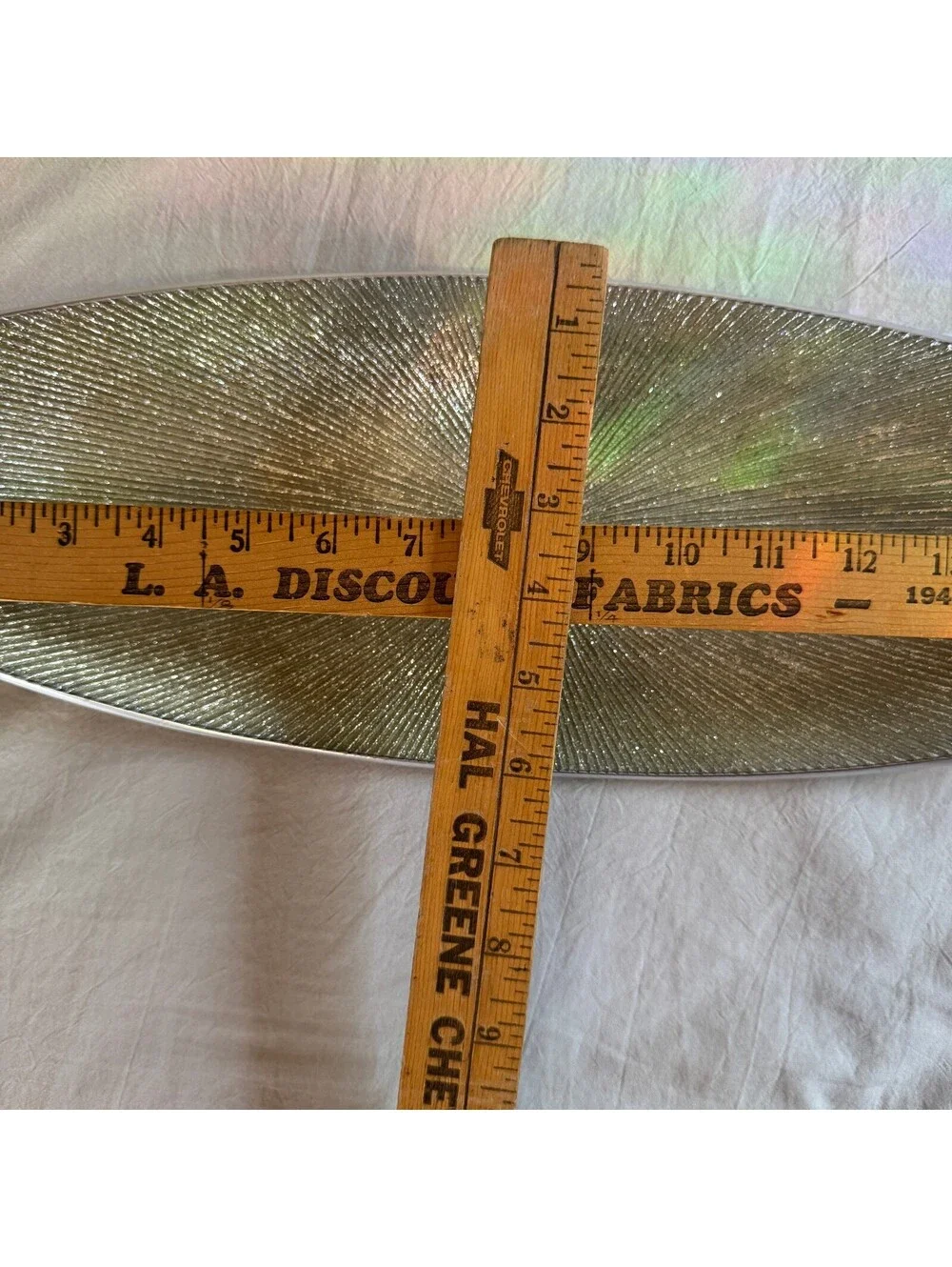 Simplydesignz Handcrafted Aluminum Oval Tray Silver Texture Sunburst Platter MCM